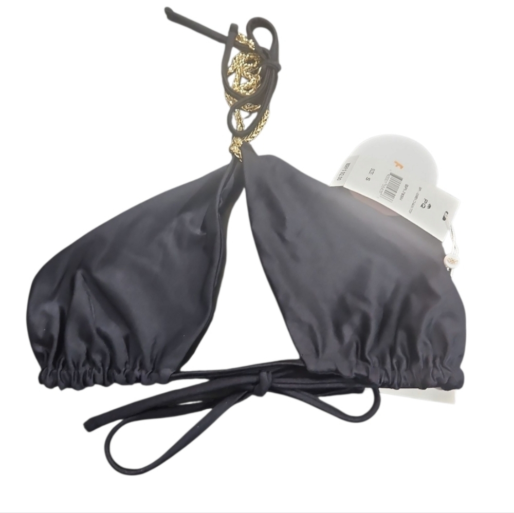 NWT PilyQ PQ Swim Black Gwen Chain Top Zebra High Waist Bikini Set Small - Picture 6 of 12